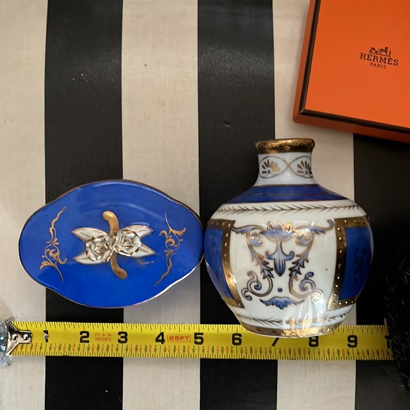 •VINTAGE FRENCH BLUE BOUDOIR PARISIAN BEDSIDE DECOR TRINKET DISH• - Picture 5 of 15